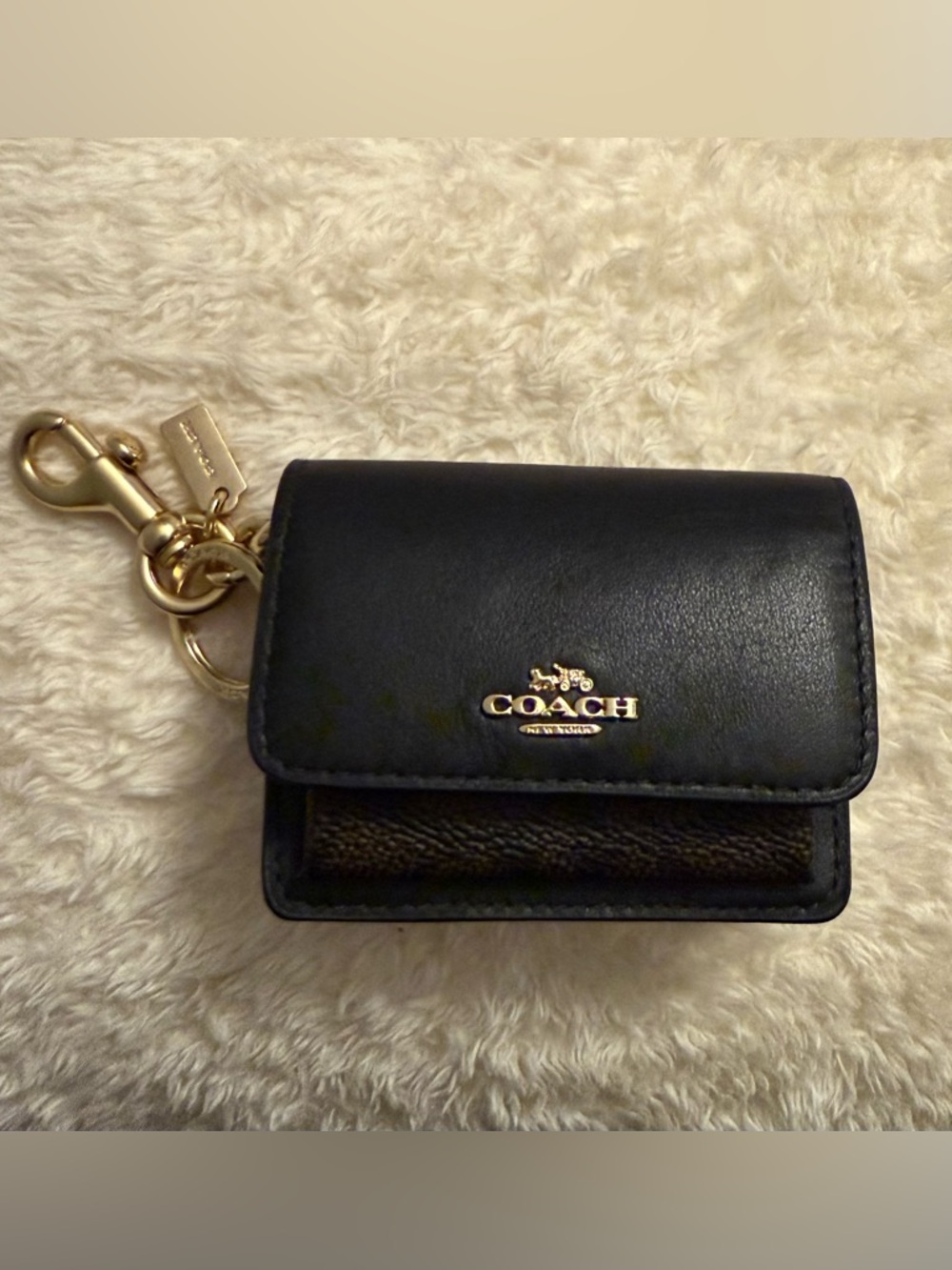 ♥️Coach Mini Klare Key Charm in Dark Signature Canvas
